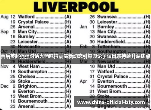 赛后英超强强对话火药味拉满最新动态引爆舆论争议风暴持续升温焦点 赛后英超强强对话火药味拉满最新动态引爆舆论争议风暴持续升温焦点